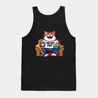 I Am Not Fat meme Tabby Cat Couch Potato Nachos Soft Drink Tank Top